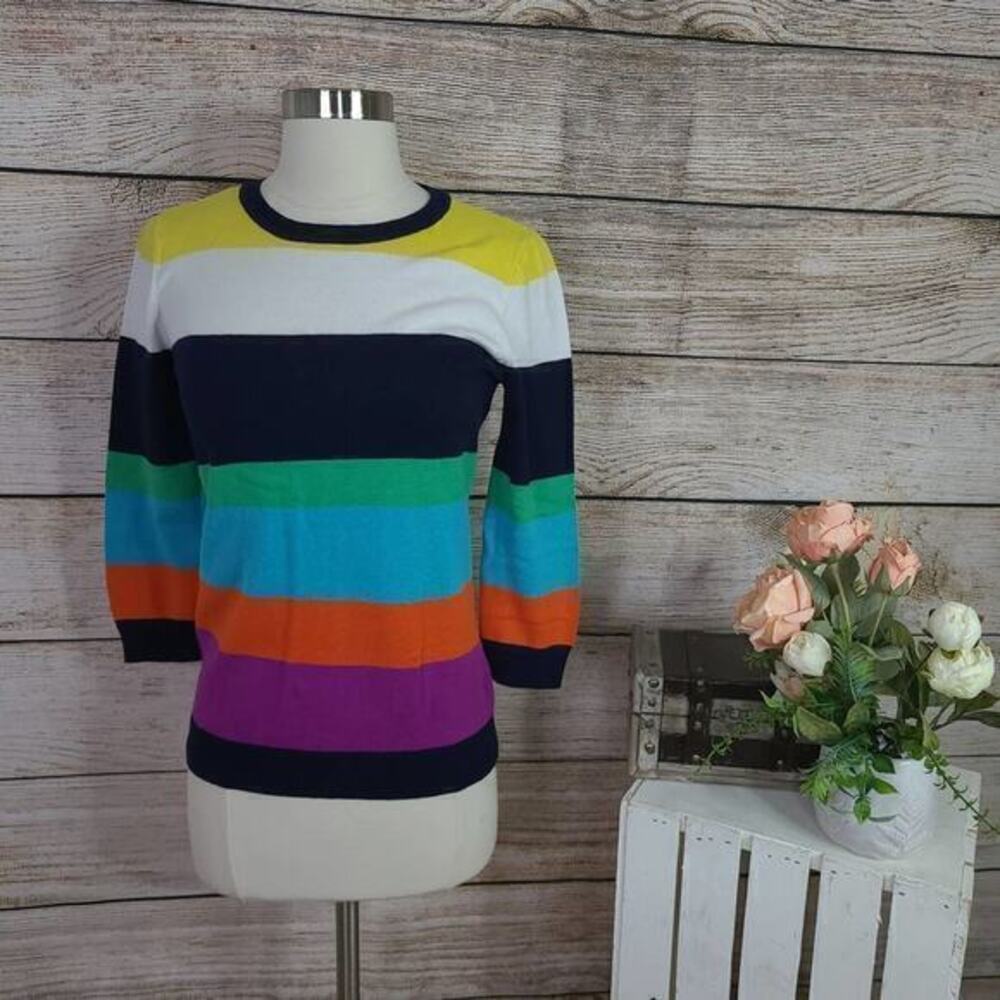 5/$25 Chaps Multicolor‎ Rainbow Striped Sweater Small